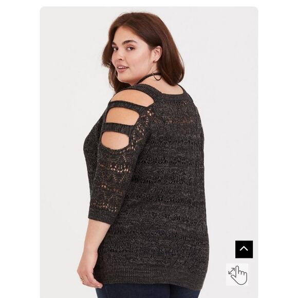Torrid Grey Ladder & Pointelle Knit Sweater Size 1X - Picture 2 of 8